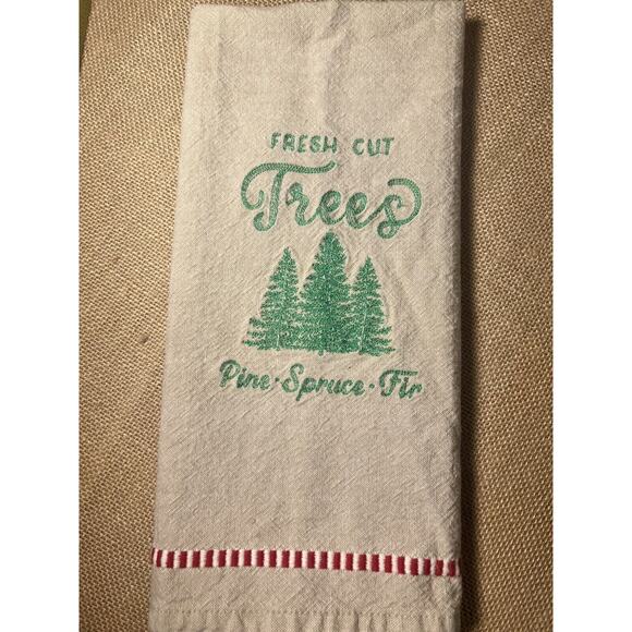 Winter Holiday Christmas Embroidered Hand/Kitchen Towel-Fresh Cut Trees - Picture 1 of 10